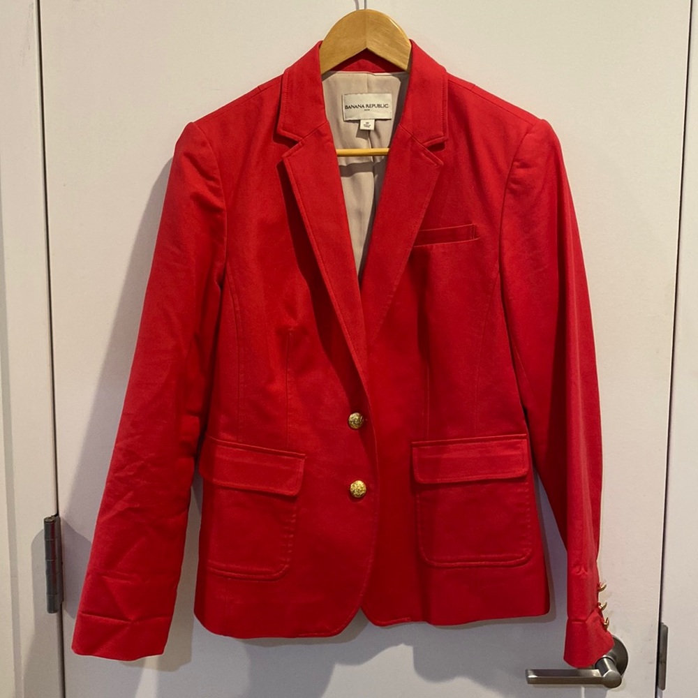 Banana Republic red blazer with gold buttons